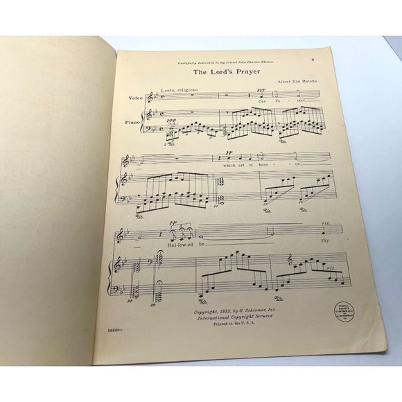 The Lord's Prayer Sheet Music Voice Organ Piano by Albert Hay Malotte 1935 - Picture 3 of 4